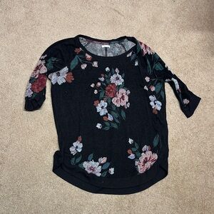 Maurices Black Sweater with Flower Print